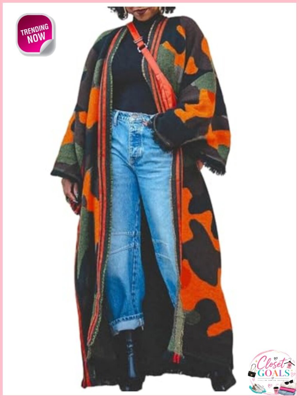 Boho Long Bell Sleeve Open Front Knit Cardigan Maxi Cover Up